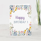 Chic Meadow Floral Birthday Kaart (Voorkant)