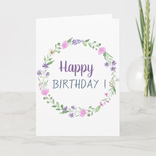 Chic Meadow Flowers Birthday Kaart (Voorkant)