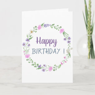 Chic Meadow Flowers Birthday Kaart