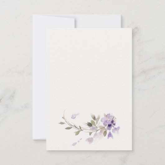 Chic Meadow Lila Bloemen Krans bruiloft RSVP Kaartje (Achterkant)