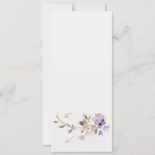 Chic Meadow Lila Bloemen Krans Trouwmenu Kaart (Achterkant)