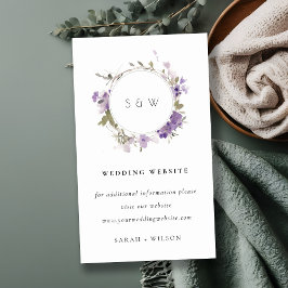 Chic Meadow Lila Bloemen Krans Trouwwebsite Informatiekaartje