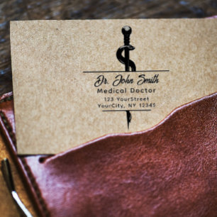 Chic Medical Asclepius Script Name Return Address Rubberstempel