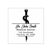 Chic Medical Asclepius Script Name Return Address Rubberstempel (Afrduk)