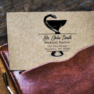 Chic Medical Snake Bowl Hygieia Return Address Rubberstempel