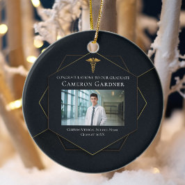 Chic Medische School Afstuderen Foto Kerstmis Keramisch Ornament