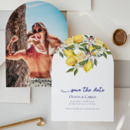 Chic Mediterraans Fotohuwelijk Save the Date Kaart