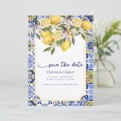 Chic Mediterraans Fotohuwelijk Save the Date Kaart (Staand voorkant)