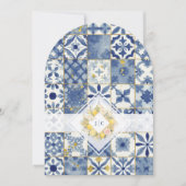 Chic Mediterranean Tiles Monogram Lemons & Flowers Kaart (Voorkant)