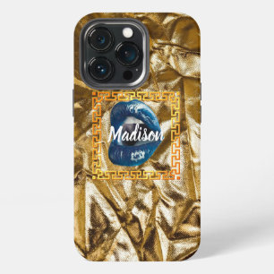 Chic Meisje blauwe Gouden Lippen Schoonheid Gepers iPhone 13 Pro Hoesje