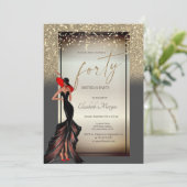 Chic Meisje Glitter Confetti 40e Verjaardagsfeestj Kaart (Staand voorkant)