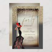 Chic Meisje Glitter Confetti 40e Verjaardagsfeestj Kaart (Voorkant / Achterkant)