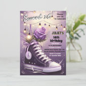 chic meisje lief 16 sneaker bal 16e verjaardag kaart (Staand voorkant)