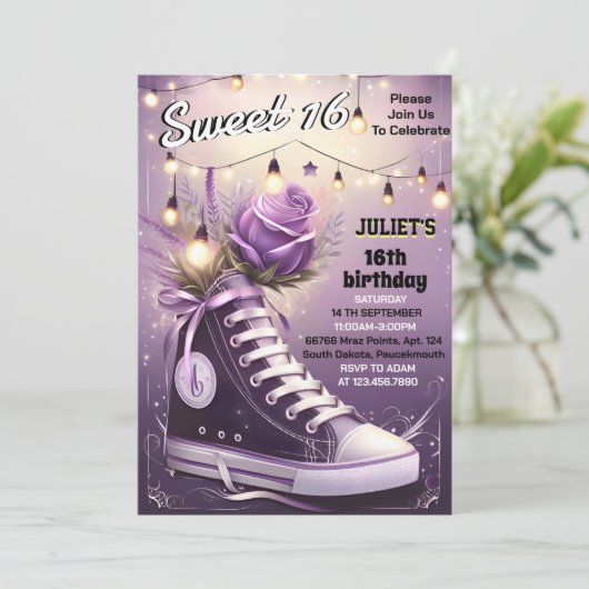 chic meisje lief 16 sneaker bal 16e verjaardag kaart (Staand voorkant)