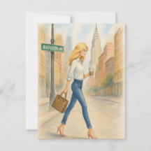 Chic meisje op Madison Ave in NYC