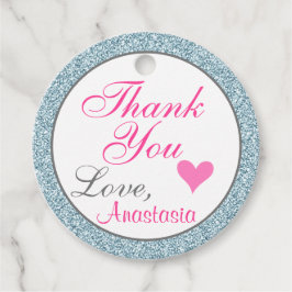Chic Meisjesachtig Glam Roze Lichtblauw Glitters B Bedankjes Labels