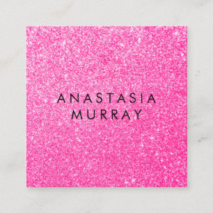 Chic, Meisjesachtig & Glam Zwart Heet Roze Glitter Vierkante Visitekaartje