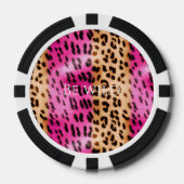Chic Meisjesachtig Roze Crème Luipaardprint Poker Chips (Voorkant)