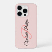 Chic Meisjesachtige Misty Rose  Monogram Letter iPhone Hoesje (Achterkant)