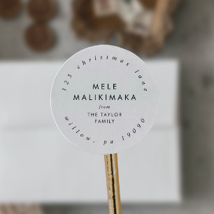 Chic Mele Kalikimaka Circular Return Address Ronde Sticker