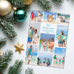 Chic Mele Kalikimaka familie foto collage magneet<br><div class="desc">Chique aanpasbare strand familie foto collage Kerstkaart magneet met uw favoriete tropische foto's in de zon. Voeg 9 van uw favoriete herinneringen van uw eiland vakantie naar de kust. Een prachtige kustvakantiemagneet met een strakke,  moderne fotolay-out en  blauw schrift.</div>