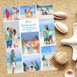 Chic Mele Kalikimaka familie foto collage strand Feestdagenkaart<br><div class="desc">Chique aanpasbare strand familie foto collage Kerst briefkaart met uw favoriete tropische foto's in de zon. Voeg 9 van uw favoriete herinneringen van uw eiland vakantie naar de kust. Een prachtig briefkaart met een strakke,  moderne fotolay-out en  blauw schrift.</div>