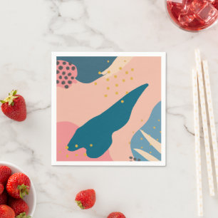 Chic Memphis Style Abstract Goud Roze & Blauwgroen Servet