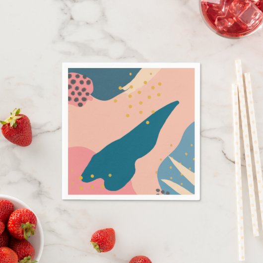 Chic Memphis Style Abstract Goud Roze & Blauwgroen Servet (Insitu)