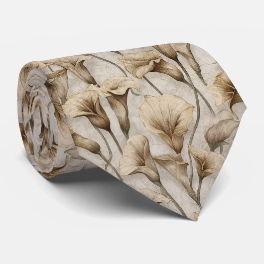 Chic Menswear Ties Calla Lilies Stropdas (Opgerold)