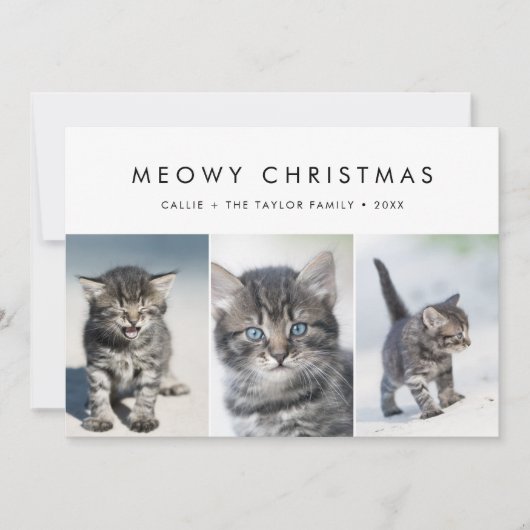 Chic Meowy Kerstmis nieuwe katfotoserie Feestdagenkaart (Voorkant)