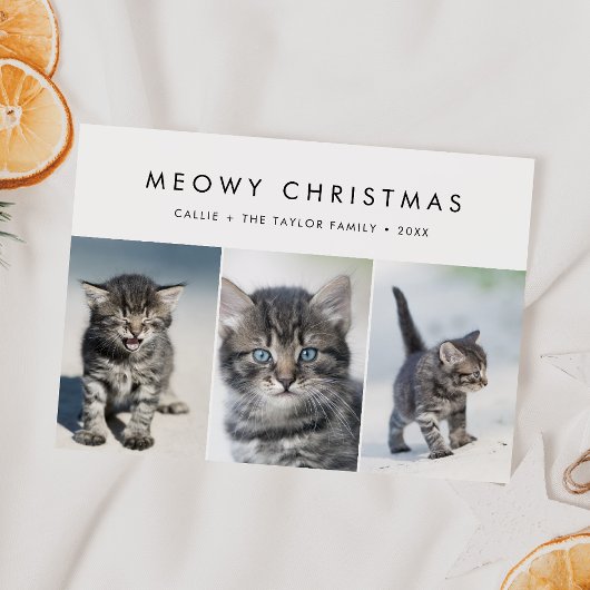 Chic Meowy Kerstmis nieuwe katfotoserie Feestdagenkaart