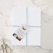 Chic Merlot Navy Blue Floral Antlers Weddenschap Cadeaulabel (Met Touw)