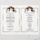 Chic Merlot Navy Floral Gold Lijst Wedding Program (Achterkant)