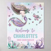 Chic Mermaid Birthday under the Zee Welcome Sign Poster (Voorkant)