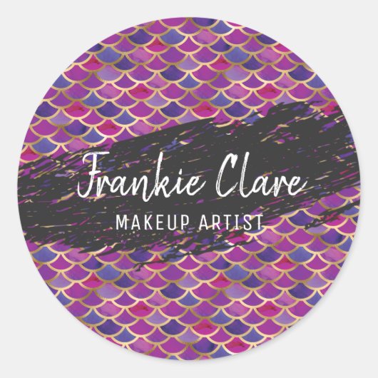 Chic Mermaid Scale Abstract Patroon Ronde Sticker (Voorkant)