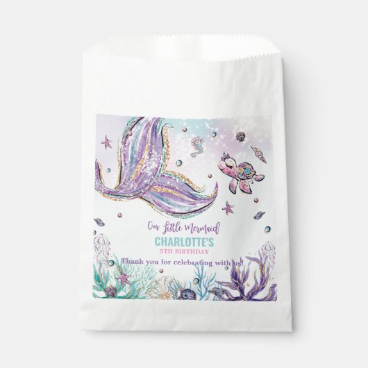 Chic Mermaid Tail onder Zee Birthday Party Bedankzakje (Voorkant)