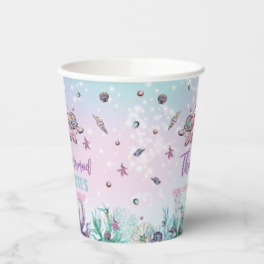 Chic Mermaid Tail onder Zee Birthday Party Papieren Bekers (Links)
