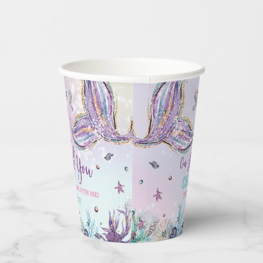 Chic Mermaid Tail onder Zee Birthday Party Papieren Bekers (Rechts)