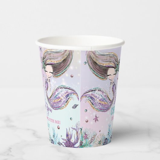 Chic Mermaid under the Zee Birthday Pool Party Papieren Bekers (Rechts)