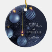 Chic Merry Christmas Blue Tree Ornaments Keramisch Ornament (Voorkant)