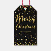 Chic Merry Christmas Gold Foil Confetti Zwart Cadeaulabel (Achterkant)