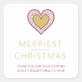 Chic Merry Christmas Gold Heart Lace Effect Thanks Vierkante Sticker (Voorkant)