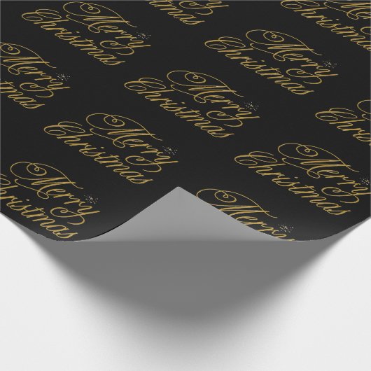 Chic Merry Christmas gouden handgeschreven script Cadeaupapier (Hoek)