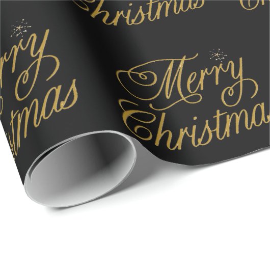 Chic Merry Christmas gouden handgeschreven script Cadeaupapier (Rol Hoek)