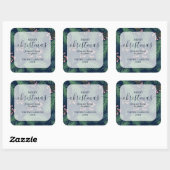 Chic Merry Christmas Navy Vierkante Sticker (Vel)