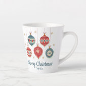 Chic Merry Christmas Ornamenten gepersonaliseerd Latte Mok (Rechts)