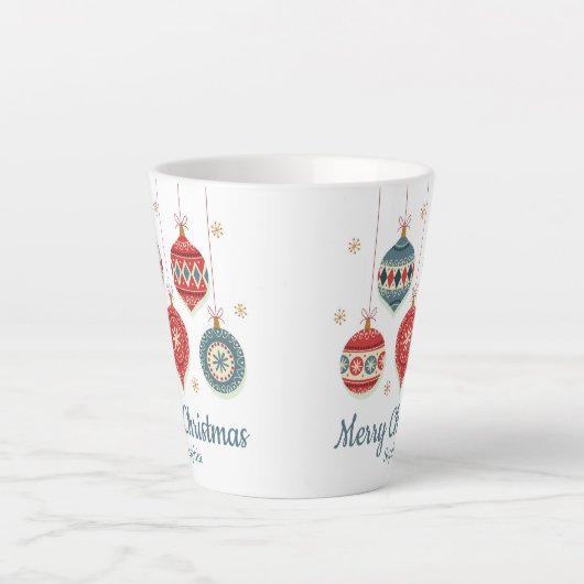Chic Merry Christmas Ornamenten gepersonaliseerd Latte Mok (Voorkant)