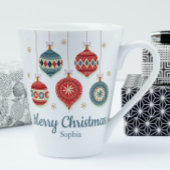 Chic Merry Christmas Ornamenten gepersonaliseerd Latte Mok