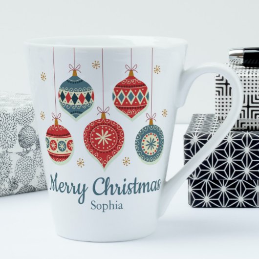 Chic Merry Christmas Ornamenten gepersonaliseerd Latte Mok