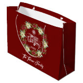 Chic Merry Christmas Poinsettia Monogram Groot Cadeauzakje (Achterkant Gekanteld)
